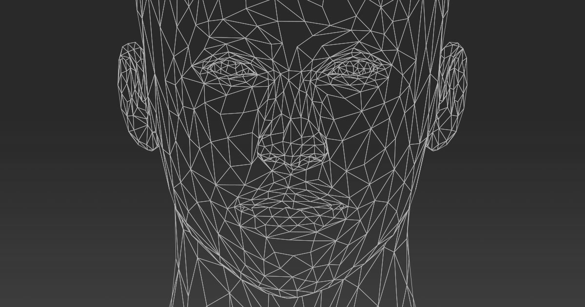 low poly female head wireframe - source : GDJ / openclipart