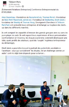 Conférence entrepreneuriat 07/05/2019