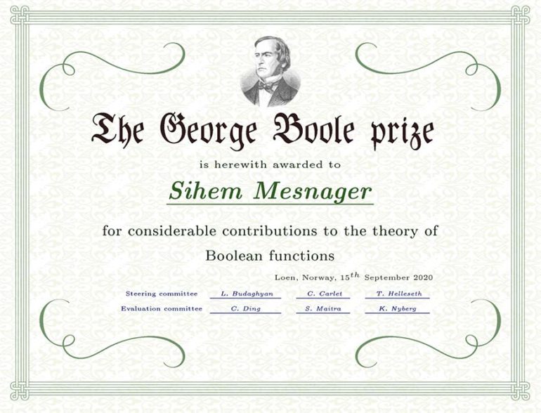 George Boole prize awarded to Sihem Mesnager