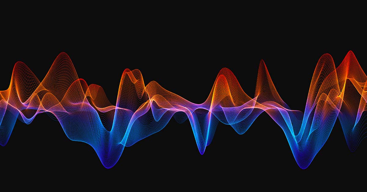 3d audio soundwave. Colorful music pulse oscillation. Glowing impulse pattern