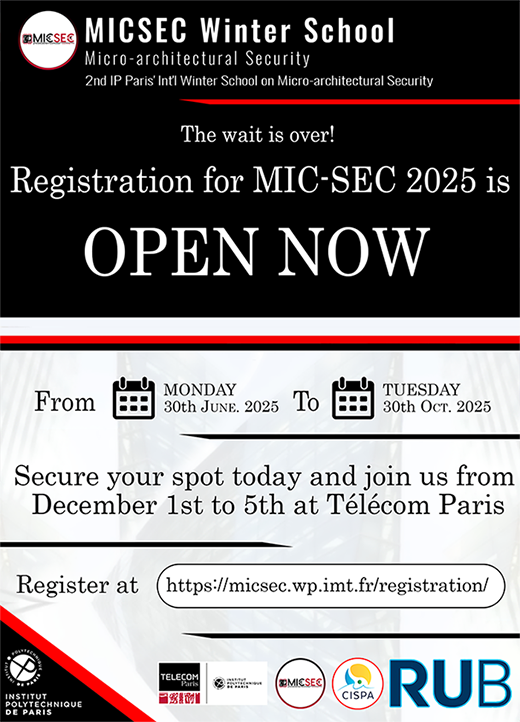 MIC-SEC 2025 Winter School on Microarchitectural Security