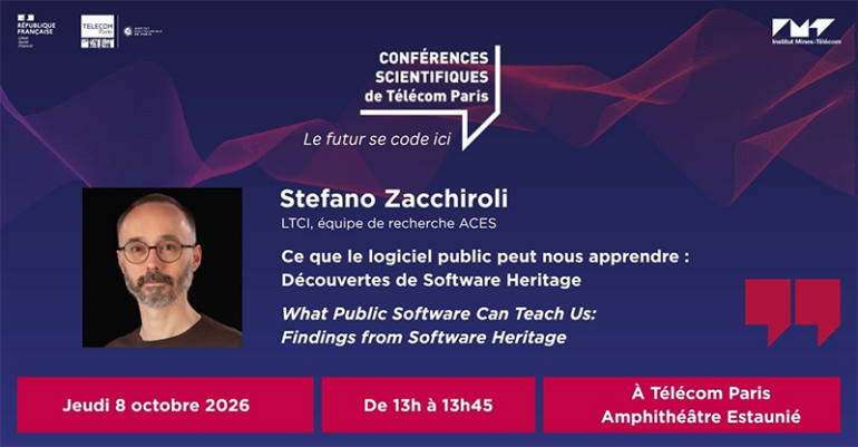 Ce que le logiciel public peut nous apprendre : les découvertes de Software Heritage (conférence de S. Zacchiroli 08/10/2026)